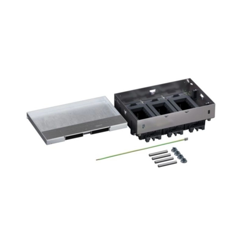 Metal floor box, fully recessed into a raised floor 12M (3x4) module for horizontally mounted mechanisms - Legrand Floor box 080736