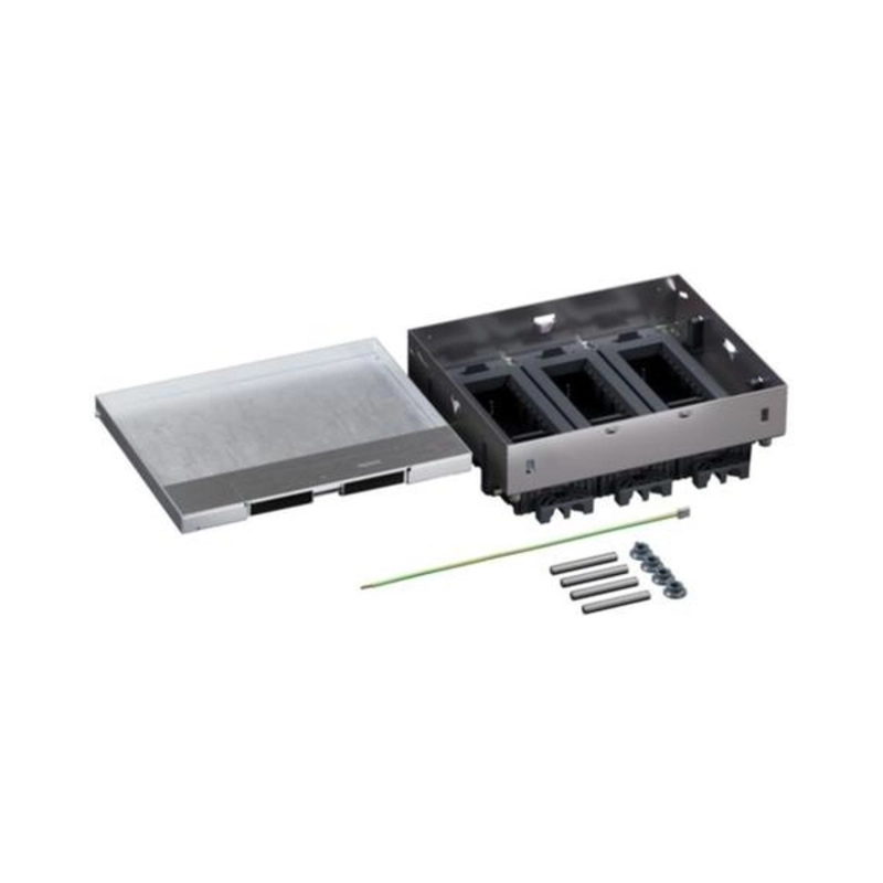 Metal floor box, fully recessed into a raised floor 18M (3x6) module for horizontally mounted mechanisms - Legrand Floor box 080737