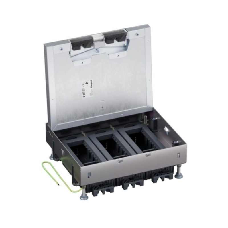 Metal floor box, fully recessed into a raised floor 18M (3x6) module for horizontally mounted mechanisms - Legrand Floor box 080737