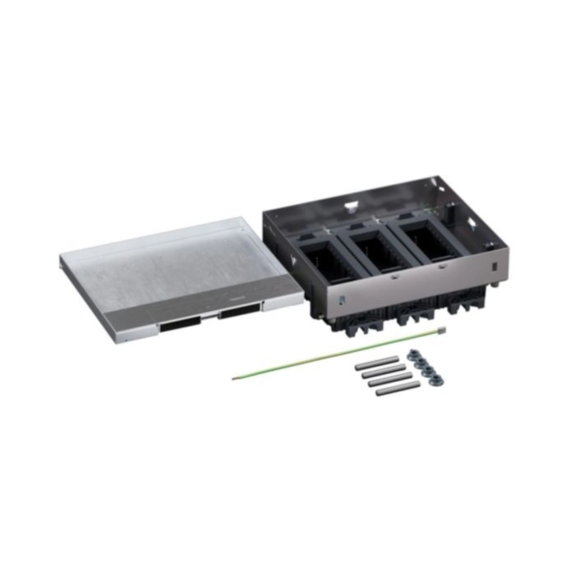 Metal floor box, fully recessed into a raised floor 18M (3x6) module for horizontally mounted mechanisms - Legrand Floor box 080737