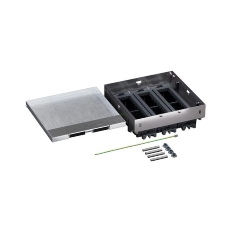 Metal floor box, fully recessed into a raised floor 24M (3x8) module for horizontally mounted mechanisms - Legrand Floor box 080738
