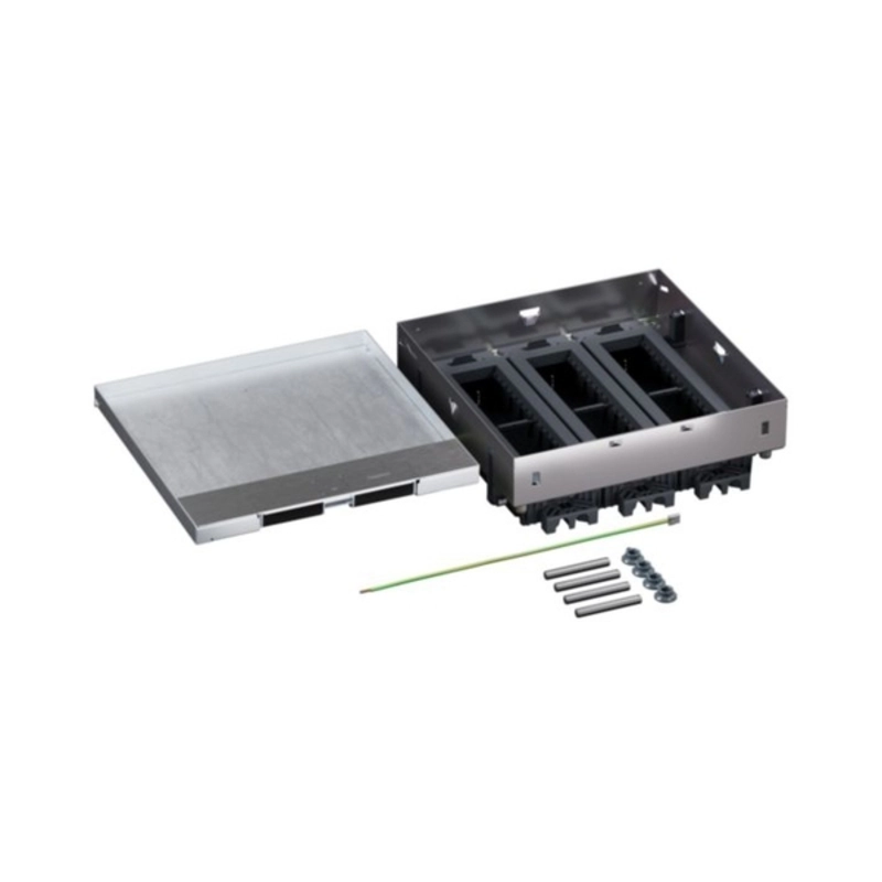 Metal floor box, fully recessed into a raised floor 24M (3x8) module for horizontally mounted mechanisms - Legrand Floor box 080738
