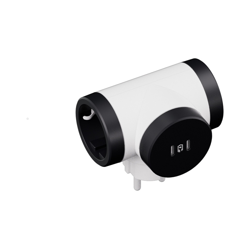 Адаптер 2x 2P+E Шуко Т-образен 2x USB тип C 20W Power Delivery въртящ цвят Бял/тъмносив Premium - Legrand Premium 694432
