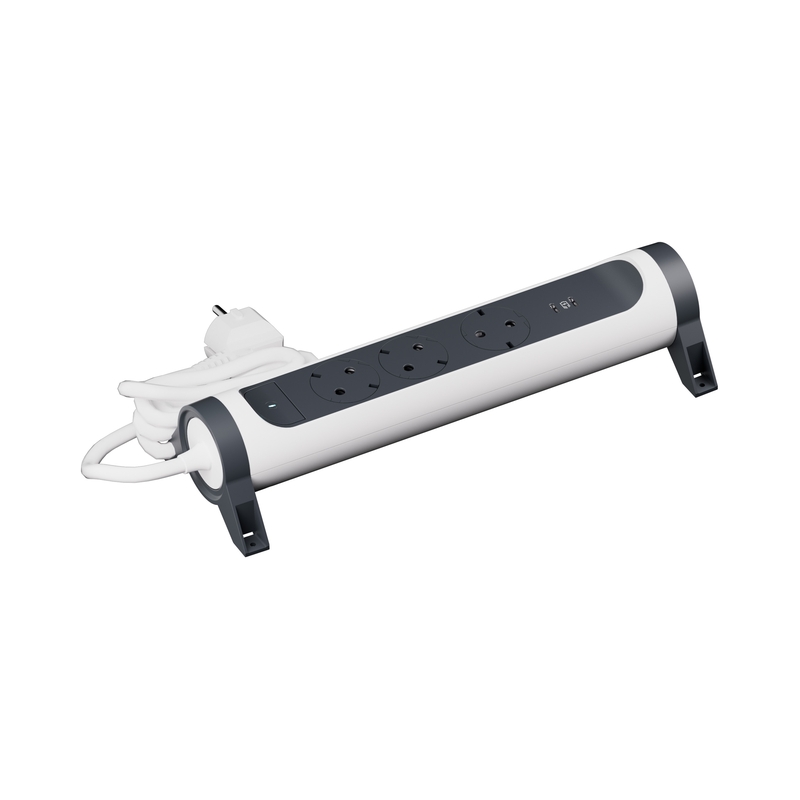 Разклонител 3x 2P+E Шуко и 2x USB тип C 20W Power Delivery с кабел 1.5m цвят Бял/тъмносив Premium - Legrand Premium 694440