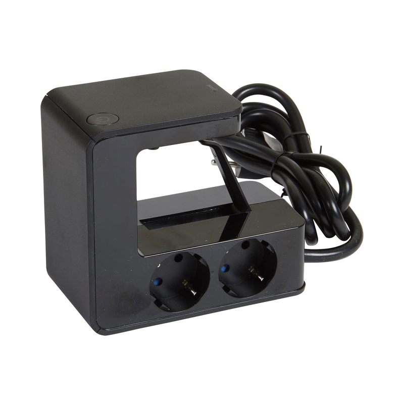 Разклонител 4x 2P+E Шуко и 2x USB тип A 17W с кабел 1.5 m Черен U-POWER Corner - Legrand U-POWER 694812