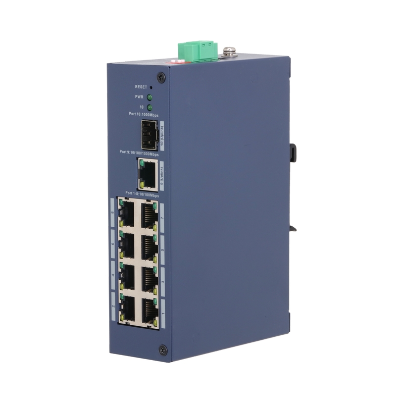 10-портов L2 индустриален мрежов комутатор, 8xFE/1xGE/1xSFP - DAHUA CHS4110-8ET