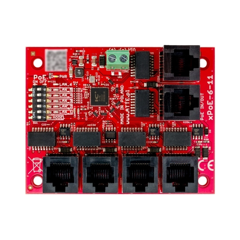6 портов PoE суич 10/100 Mbps (5xPoE + 1xUplink) - ATTE Power xPoE-6-11-OF
