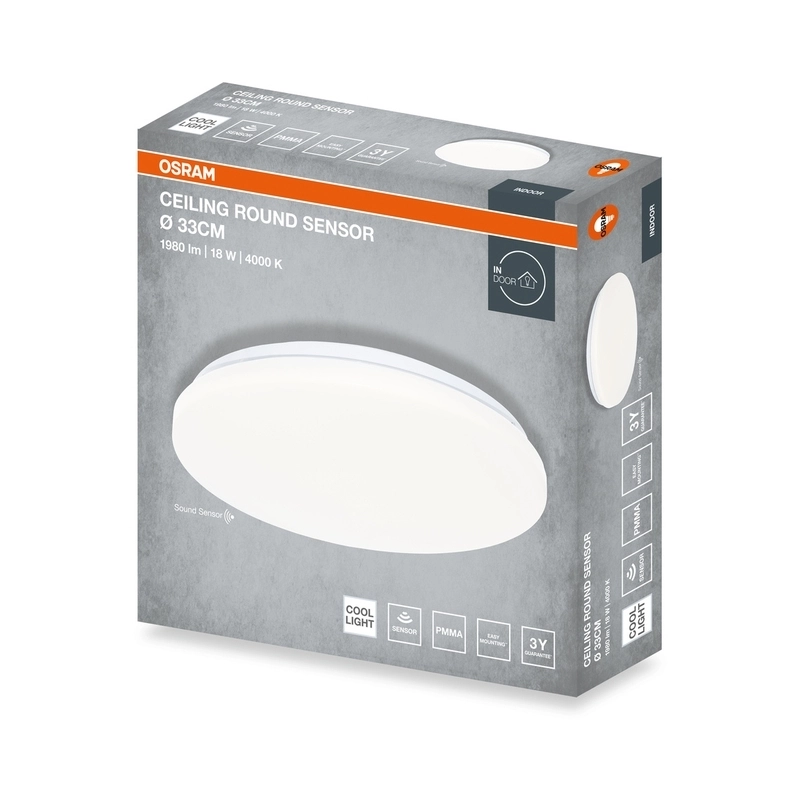 LED ceiling light with sensor CEILING ROUND SEN 18W 1440lm 4000K IP20 white OSRAM