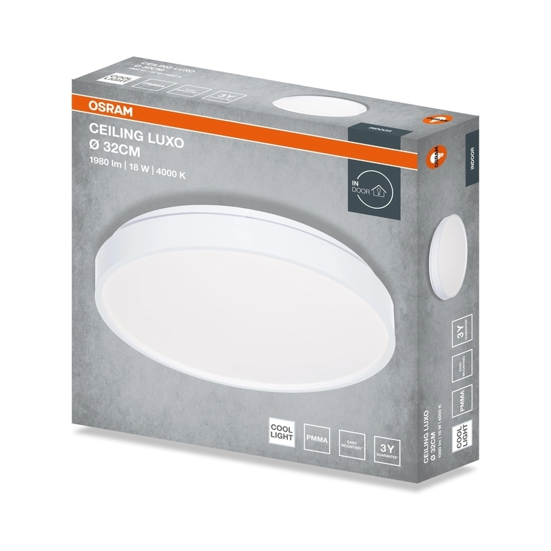 LED ceiling lamp CEILING LUXO 18W 990lm 4000K IP20 white ring OSRAM