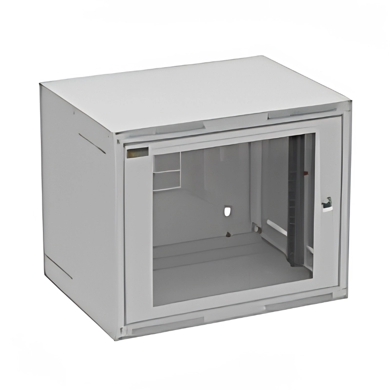 Wall-mounted cabinet GrandN 9U Gray RAL 7035 glass door - Solarix GrandN-9U-645-11-G