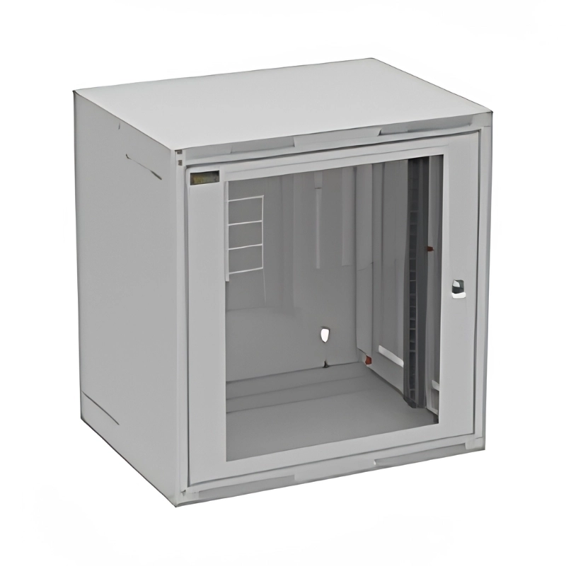 Wall-mounted cabinet GrandN 12U Gray RAL 7035 glass door - Solarix GrandN-12U-645-11-G