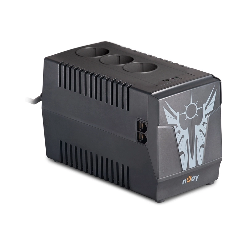 Стабилизатор на напрежение 1000VA/500W; синусоида без изкривявания, 3x шуко контакта 2xRJ11 гръмозащита - NJOY Paladin 1000