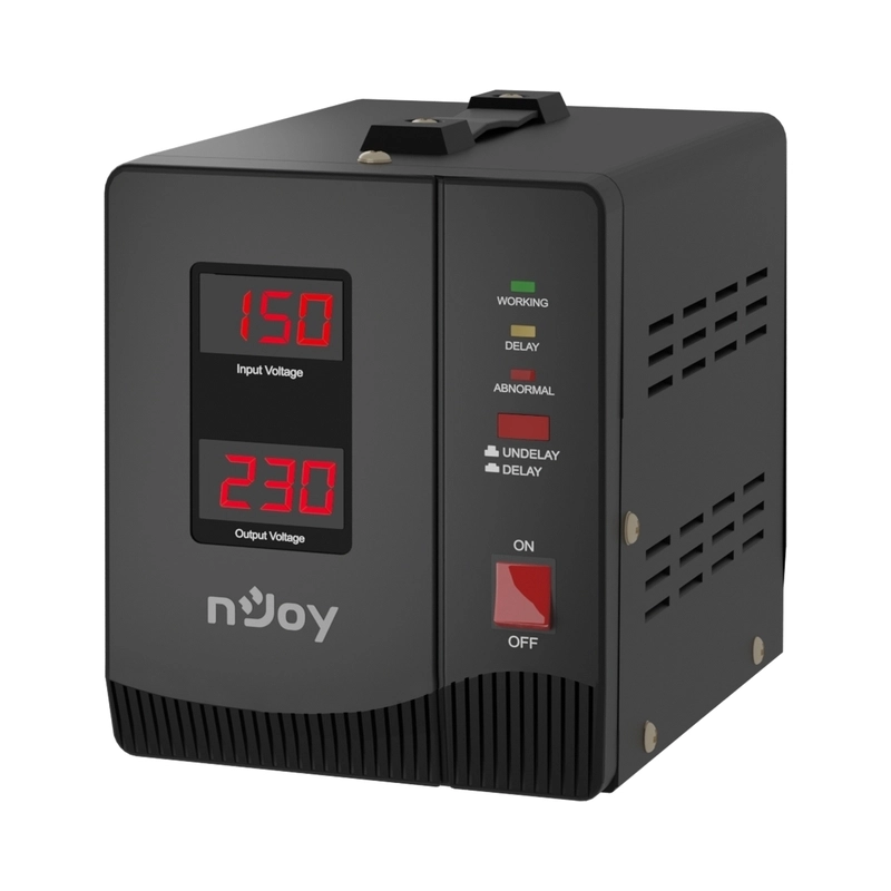Стабилизатор на напрежение 2000VA/1200W с delay-time функция 3 минути или 10 секунди; 2x шуко контакт - NJOY Alvis 2000