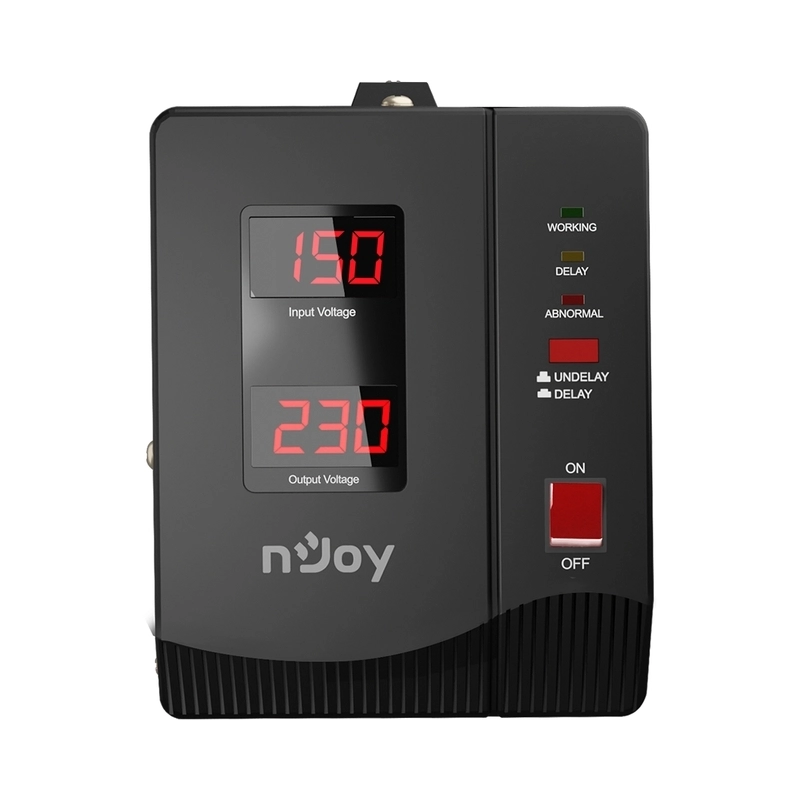 Стабилизатор на напрежение 2000VA/1200W с delay-time функция 3 минути или 10 секунди; 2x шуко контакт - NJOY Alvis 2000