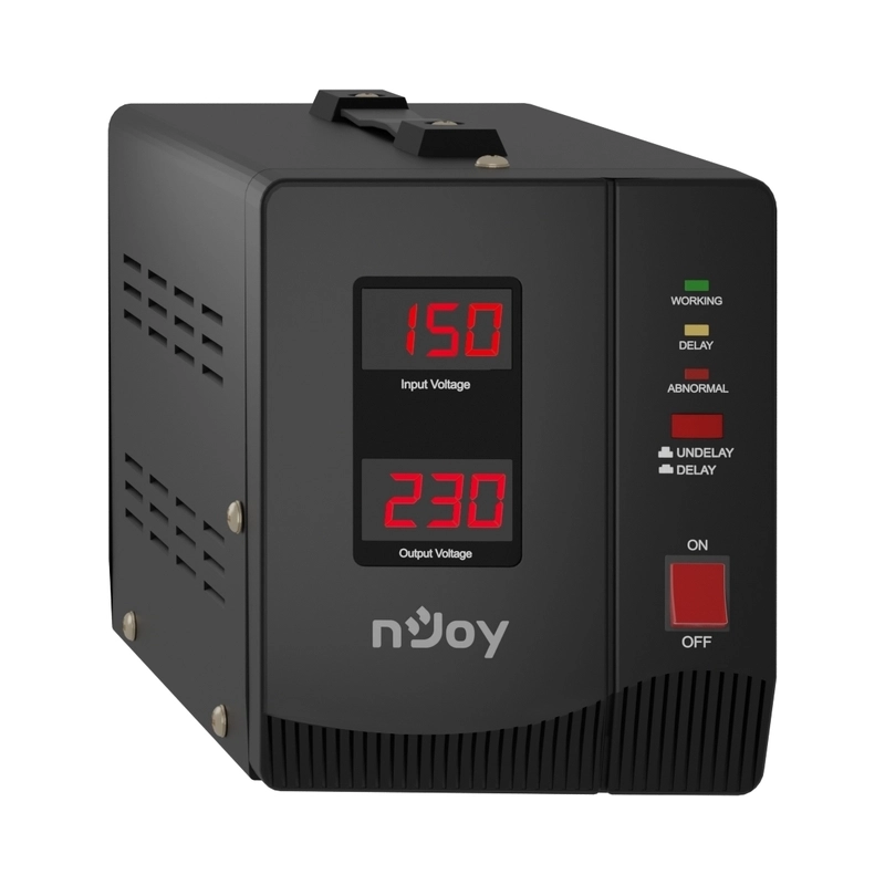 Стабилизатор на напрежение 2000VA/1200W с delay-time функция 3 минути или 10 секунди; 2x шуко контакт - NJOY Alvis 2000