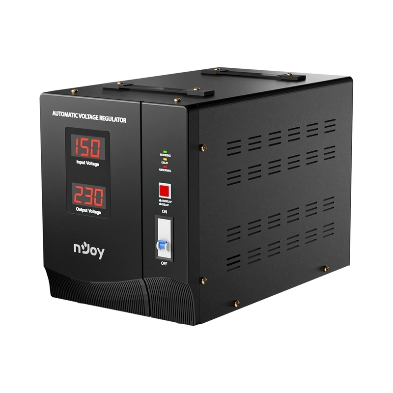 Стабилизатор на напрежение 3000VA/1800W с delay-time функция 3 минути или 10 секунди; 5x клеми за свързване - NJOY Alvis 3000