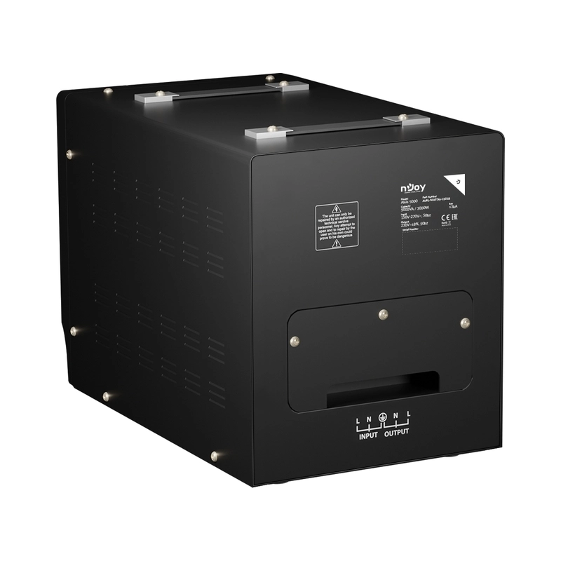 Стабилизатор на напрежение 5000VA/3000W с delay-time функция 3 минути или 10 секунди; 5x клеми за свързване - NJOY Alvis 5000