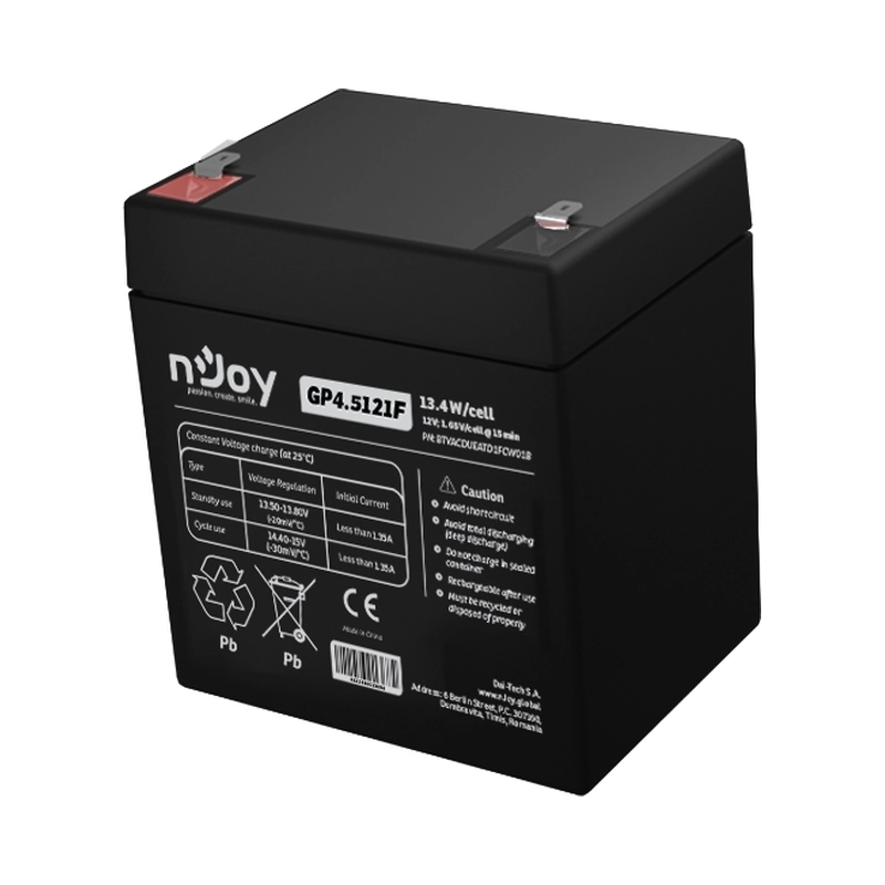Батерия 12V 134W/cell - 45Ah Тип VRLA без поддръжка T1 конектор - NJOY GP4.5121F