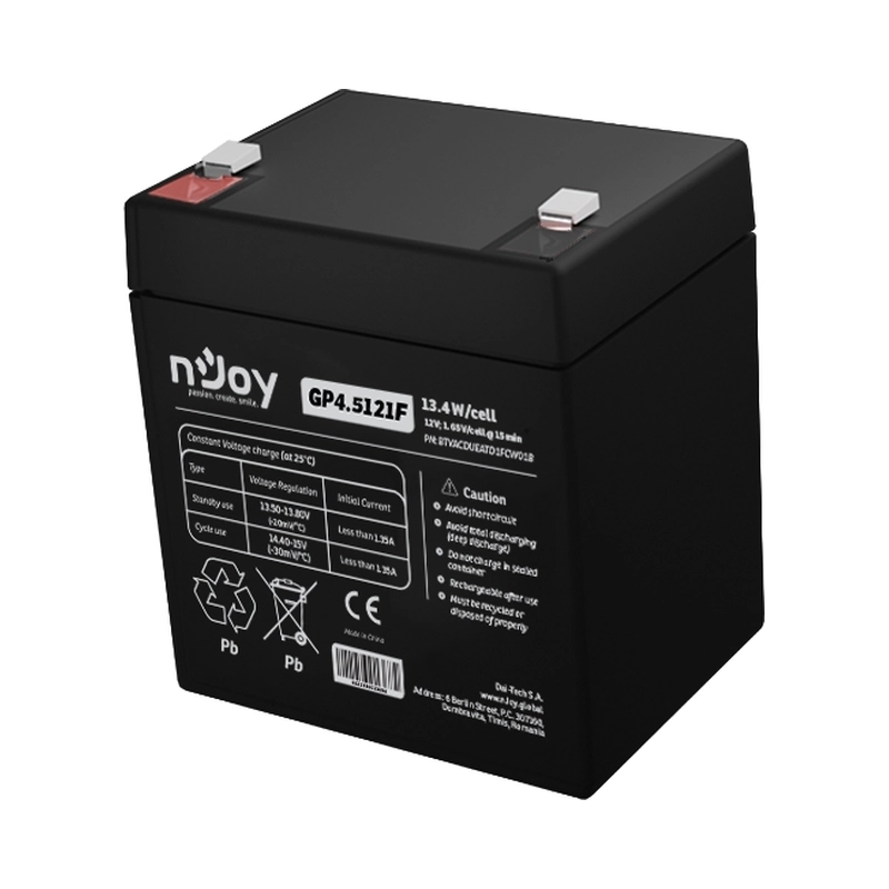 Батерия 12V 134W/cell - 45Ah Тип VRLA без поддръжка T1 конектор - NJOY GP4.5121F