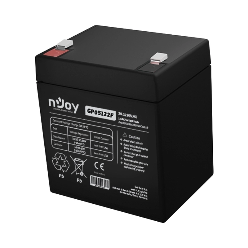 Батерия 12V 2012W/cell - 5Ah Тип VRLA без поддръжка F2(T2) конектор - NJOY GP05122F