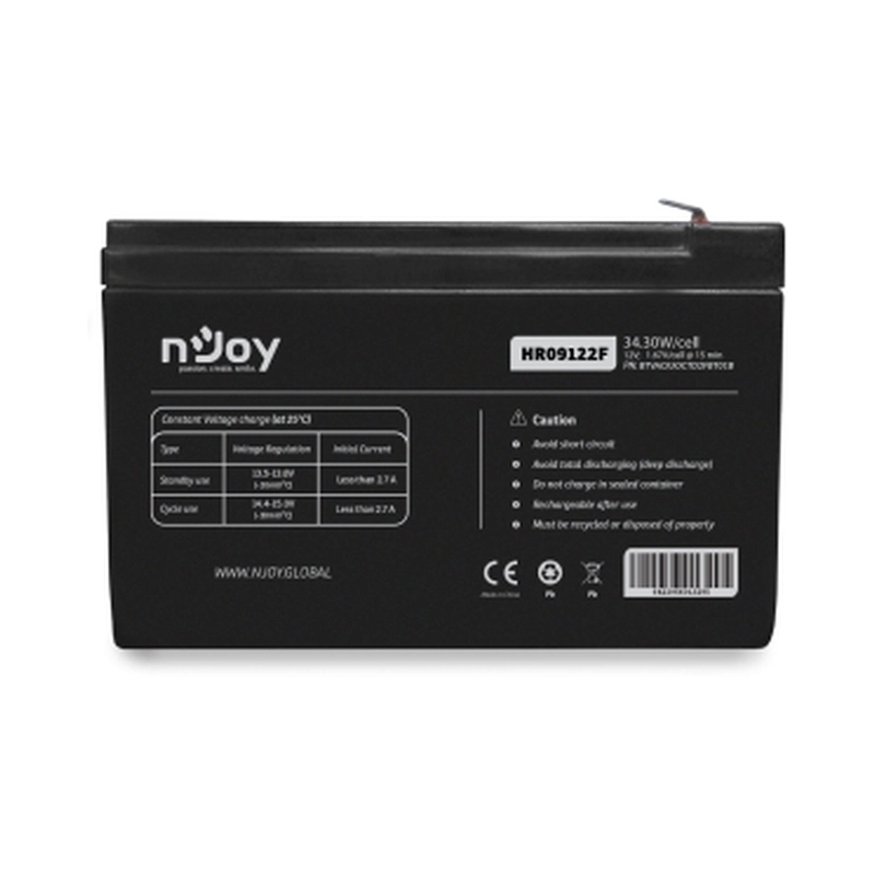 Батерия 12V 3430W/cell - 9Ah HR Бързоразрядна F2 конектор Тип VRLA - NJOY HR09122F