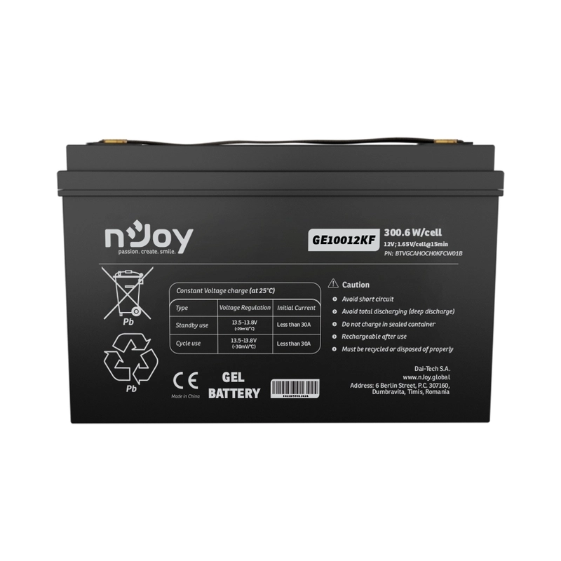 Батерия 12V 300,6 W/cell - 100Ah Тип VRLA без поддръжка Т11(M8) - NJOY GE10012KF