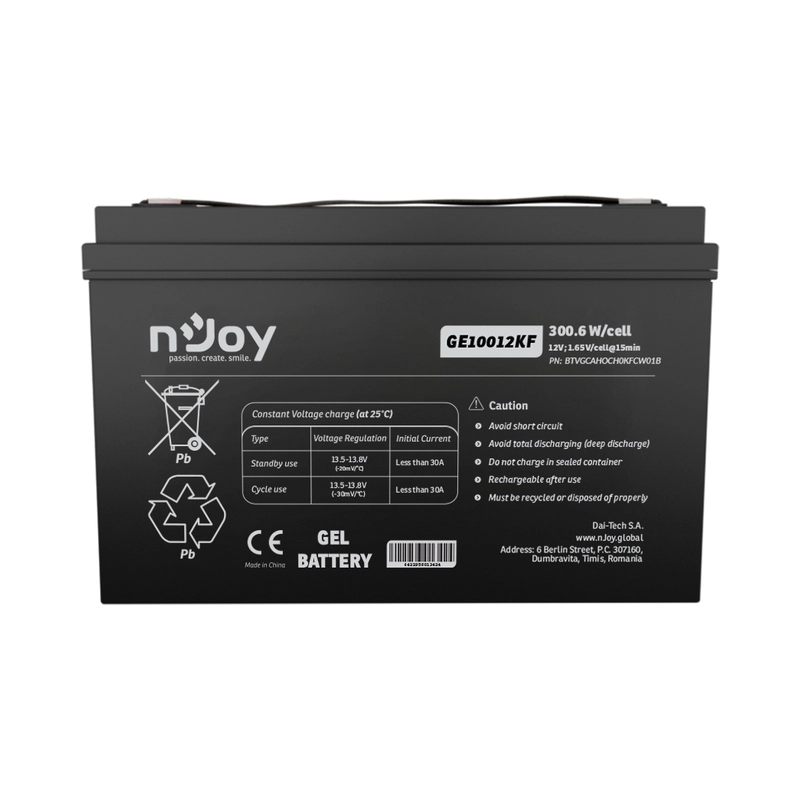 Батерия 12V 300,6 W/cell - 100Ah Тип VRLA без поддръжка Т11(M8) - NJOY GE10012KF