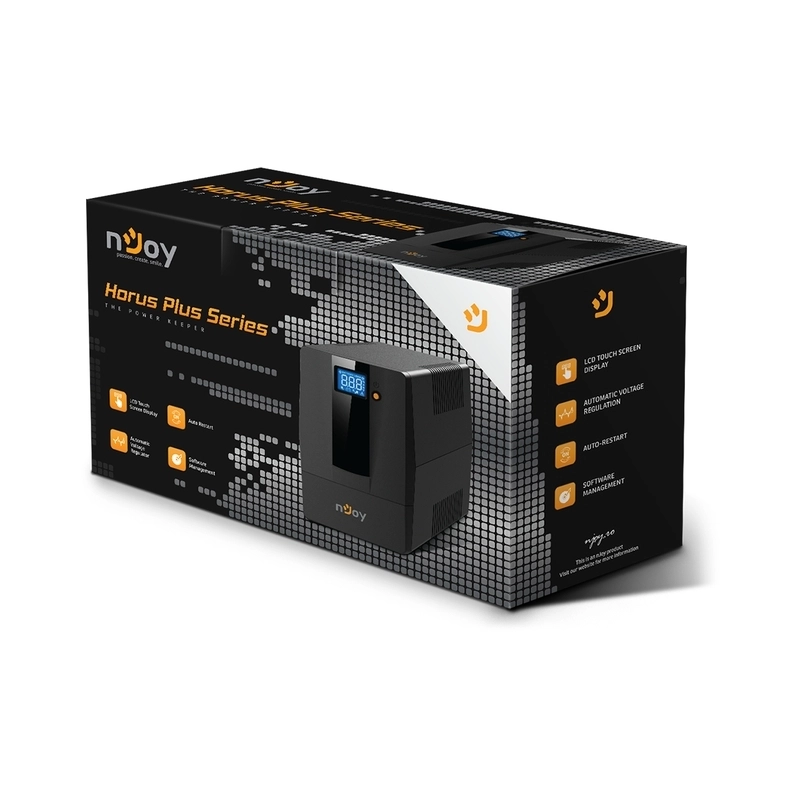 UPS 800VA/480W, Line Interactive, Tower, Микропроцесорно управление Симулирана синусоида - NJOY Horus Plus 800
