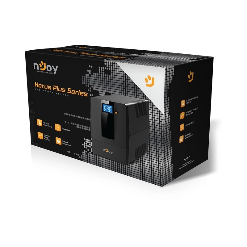 UPS 1000VA/600W, Line Interactive, Tower, Микропроцесорно управление, Симулирана синусоида - NJOY Horus Plus 1000