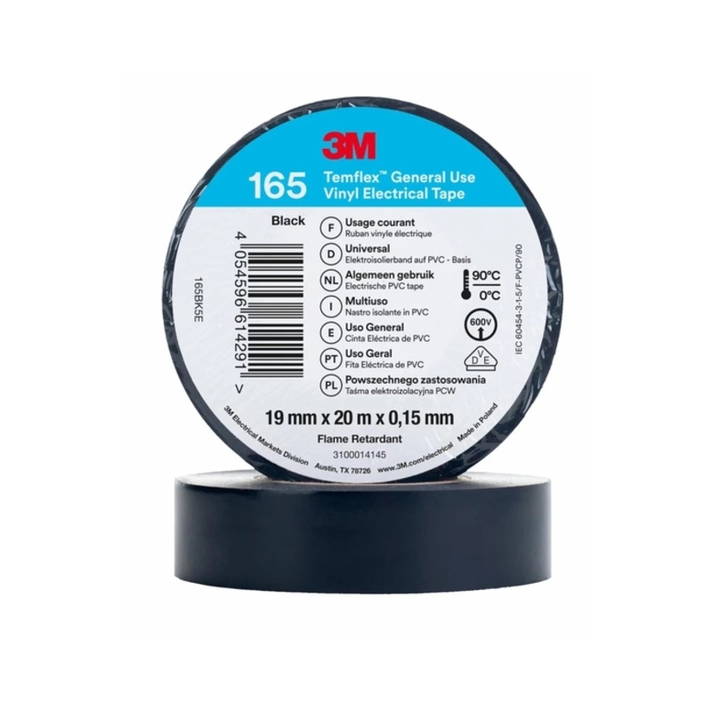 Изолирбанд 19 mm / 20 m Черен - 3M Temflex 165 7100184800