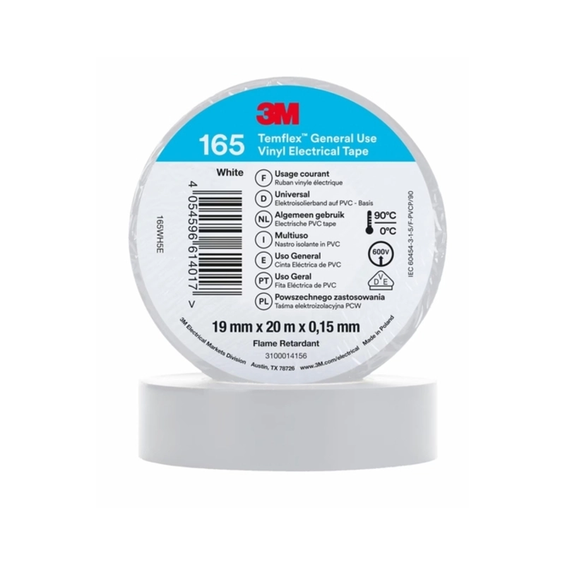 Изолирбанд 19 mm / 20 m Бял - 3M Temflex 165 7100184808